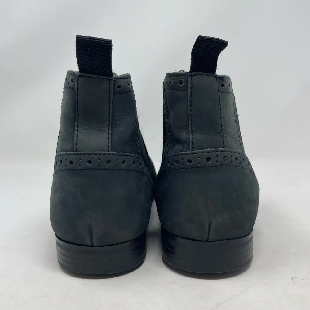ASOS Boots Mens 6 Chelsea Navy Nubuck Leather Elastic Sides Heel Grip‎ Tread Tab
